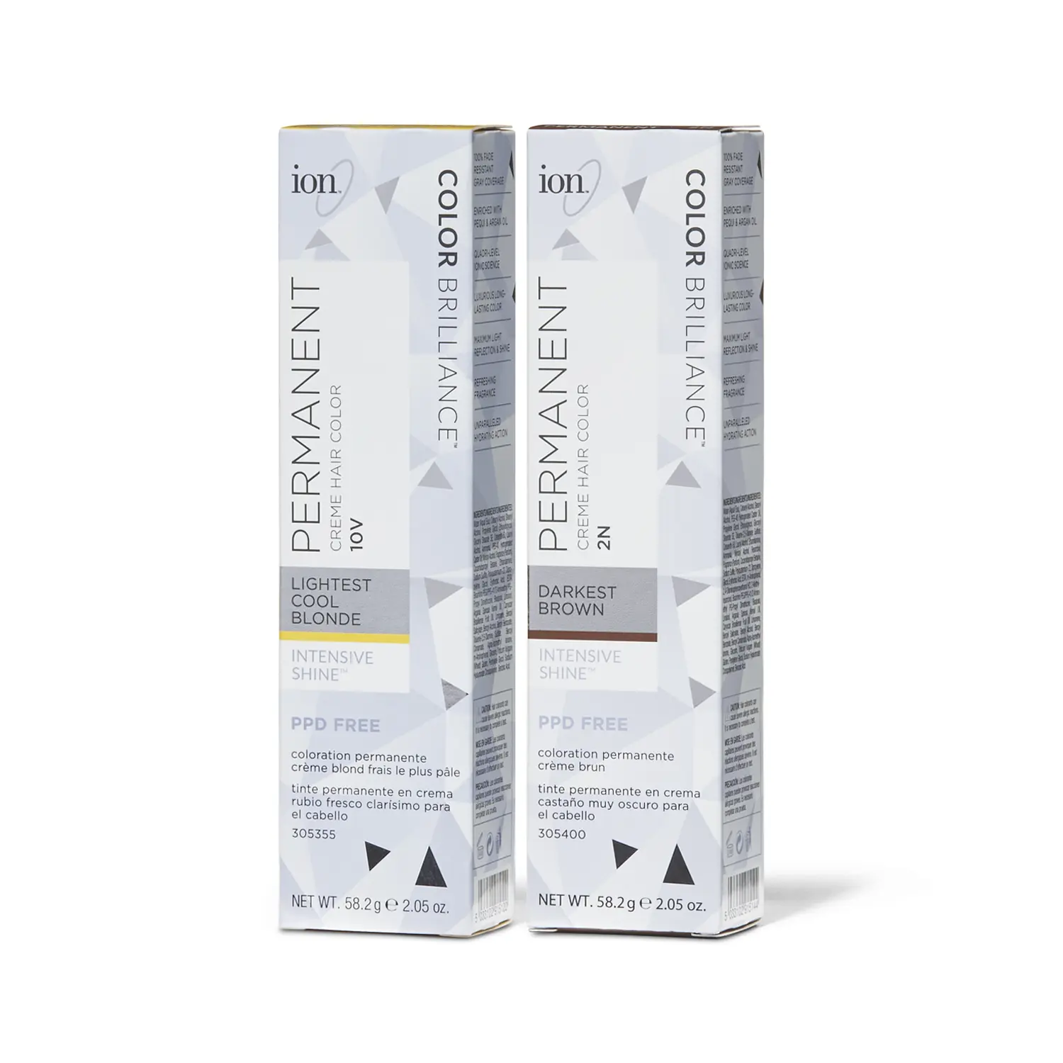 Ion Permanent Cream Hair Color Permanent Color Kit, 2.05oz Salon-Quality Hair Dye with Hyaluronic Acid, Argan Oil, Gentle Vegan Cruelty-Free PPD-Free Formula, 100% Gray Coverage, Long-Lasting Fade-Resistant Oil-Infused Haircare
