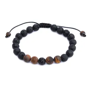 Plantlife Tiger’s Eye Aromatherapy Bracelet – Adjustable Lava Rock & Gemstone Diffuser