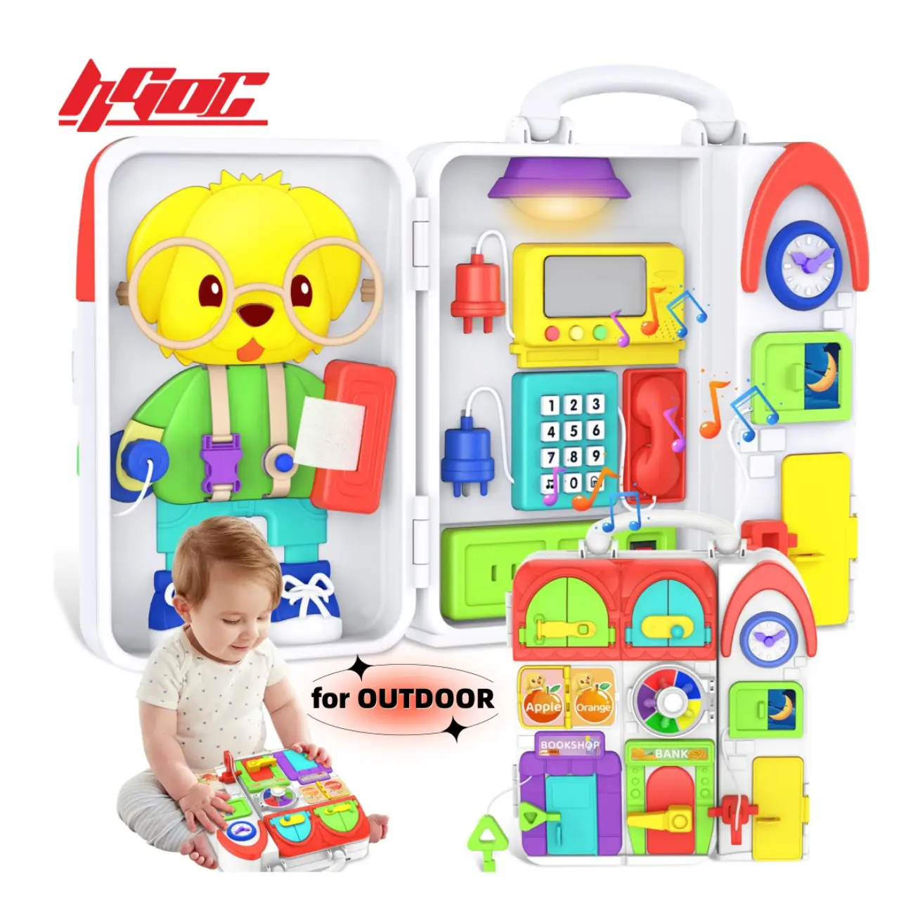 HGOC Bilingual Busy Board for toddlers Montessori Toys Early Boys & Girls Educational Game Set Travel Toys Preschool Activities for Learning Fine Moto