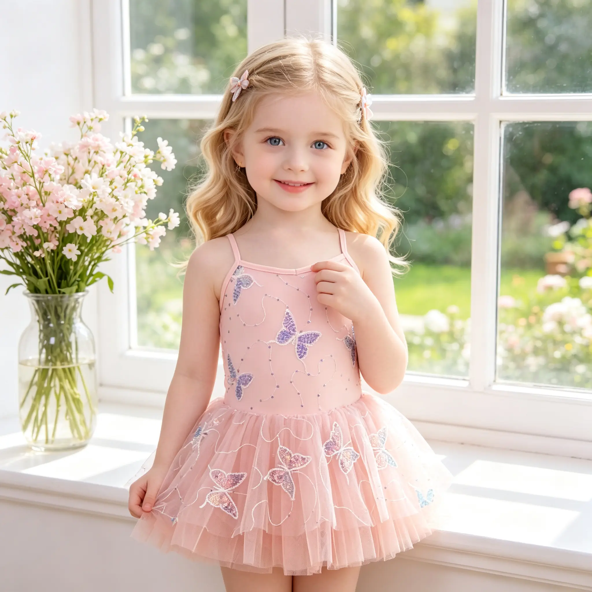 Girls Spaghetti Strap Ballet Tutu Dress Sequin Butterfly Kids Ballerina Leotard Layered Tulle Skirt Dance Costume for Class Recital Birthday Party