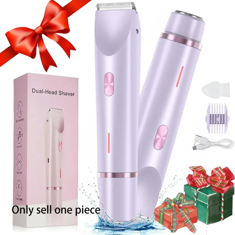 Electric Hair Trimmer for Women, 1 Count Cordless Rechargeable 2-in-1 Body and Facial Double-Head Hair Removal Trimmer for Face, Underarm and Legs, High Quality Trimmer