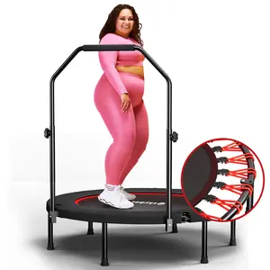 600 LBS Tested Foldable Mini Trampoline, 40'' Fitness Rebounder with Bungees, Adjustable U-Bar Handle, Stable Quiet Indoor/Outdoor Exercise Equipment garden workout