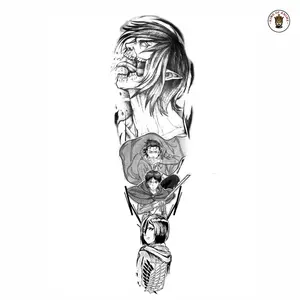 Attack on Titan Manga Sticker, Vinyl Sticker, Eren Titan, Levi, Mikasa Monochrome Art, Survey Corps Trio, Anime B/W Design