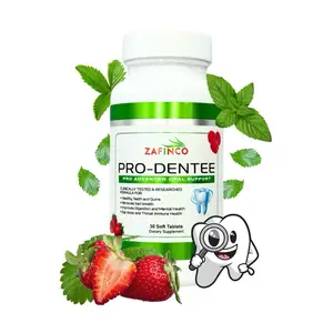 ZAFINCO PRO-DENTEE Teeth & Gums Health Advanced 3.5 Billion CFU Oral Dental Probiotics for Bad Breath Mint Flavor Soft Chewable Tablets 30 Count Made in USA Edible Healthcare