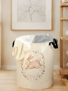 Durable Laundry Basket with Handle, Bow Print Design, Foldable Clothes Storage Bin, Large Capacity Toy Organizer for Home Use