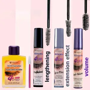 Prosa Mexican Mascara with Growth Oil - 4 Pack, 0.5 fl oz (13g) Each, Professional Formula Waterproof + Volume + Alargadora +  Aloe Lash Mascara