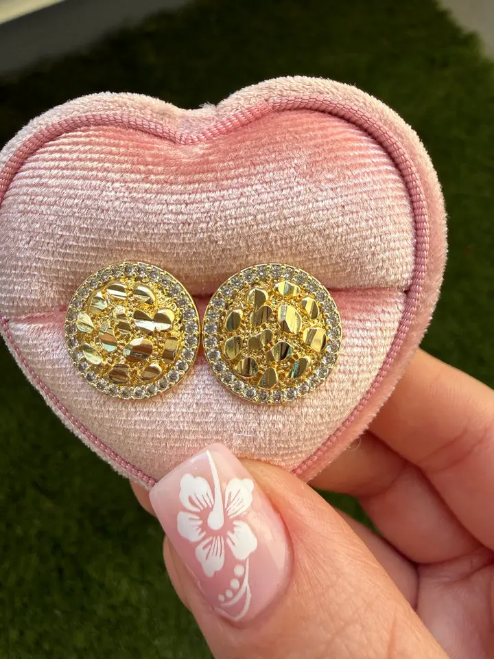 Round Diamond Nugget Earrings