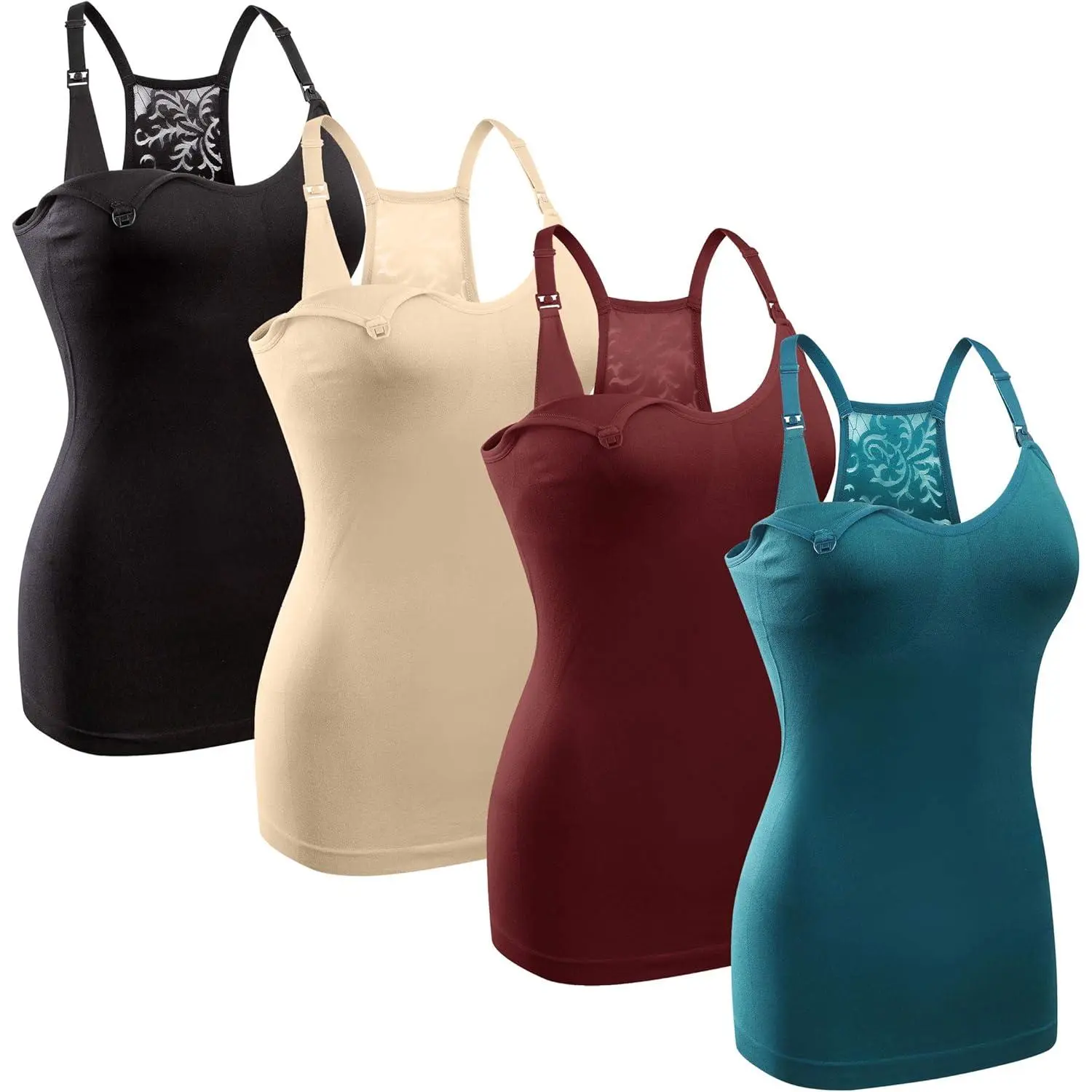 4Pack Women's  Tank Top Cami  Maternity Bra  Shirts with Adjustable Straps