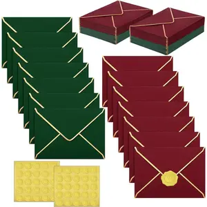 50 Pcs A7 Envelopes 5 x 7 Card Envelopes V Flap Mailer with Gold Border for Office Wedding Invitation Cards Graduation Baby Shower Greeting Cards(Dark Green, Burgundy)