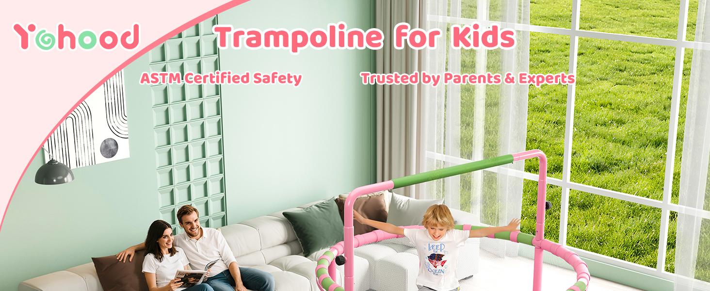 Yohood 55" Trampoline for Kids with Enclosure, 6-in-1 Toddler Trampoline Indoor Outdoor, Upgrade Full Anti-Rust Tube with Adjustable Gymnastics Bars for Boys Girls Yohood 55" Trampoline for Kids with Enclosure, 6-in-1 Toddler Trampoline Indoor Outdoor, Upgrade Full Anti-Rust Tube with Adjustable Gymnastics Bars for Boys Girls