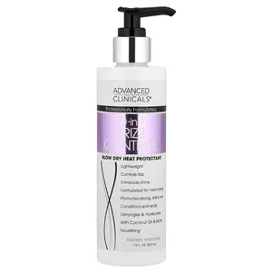 Advanced Clinicals 10-In-1 Frizz Control, Blow Dry Heat Protectant, For Dry, Frizzy Hair, 7.5 fl oz (222 ml)