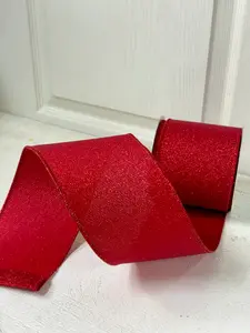4 Inch By 10 Yard Red Fine Glitter Ribbon