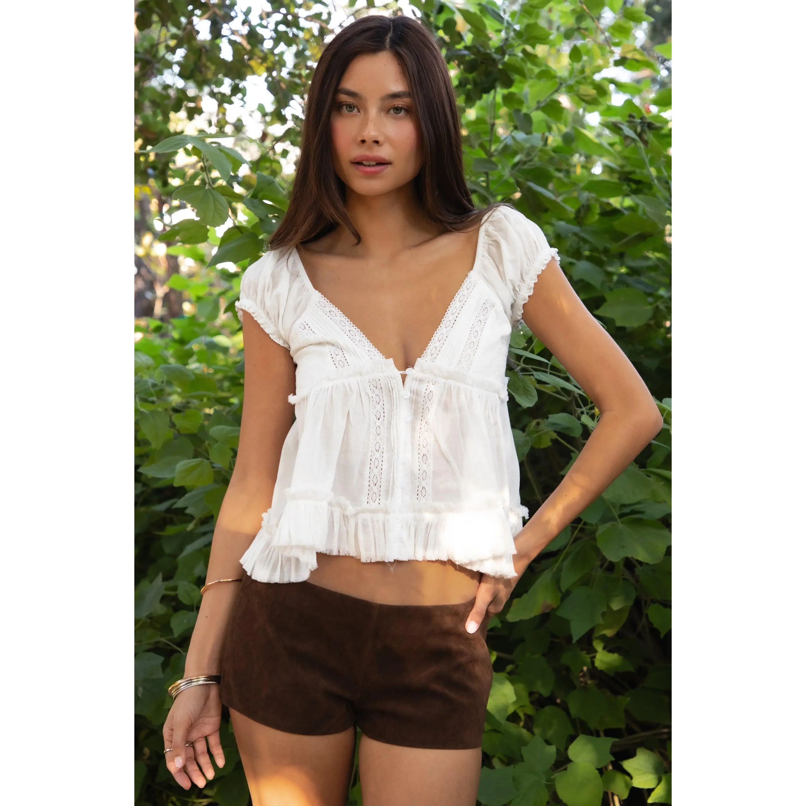 Ivory Meadow Lace Babydoll Top