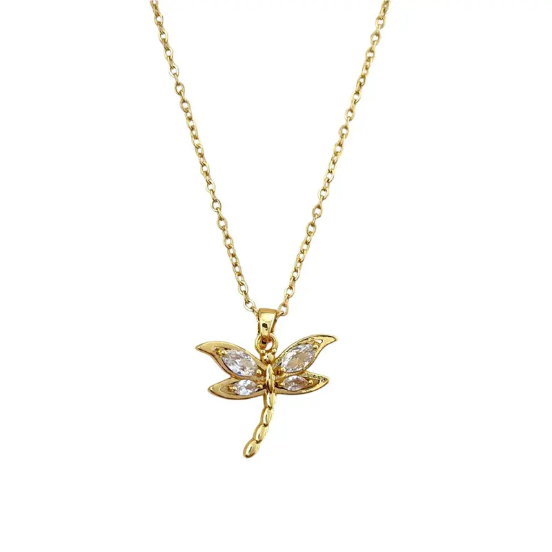CZ Dragonfly Pendant Necklace for Women
