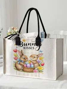 Easter Theme Large Capacity Storage Bag, Super Size Organizer with Durable Handle, Space Saving Multi-Purpose Travel Essentials for School, Travel, Shopping