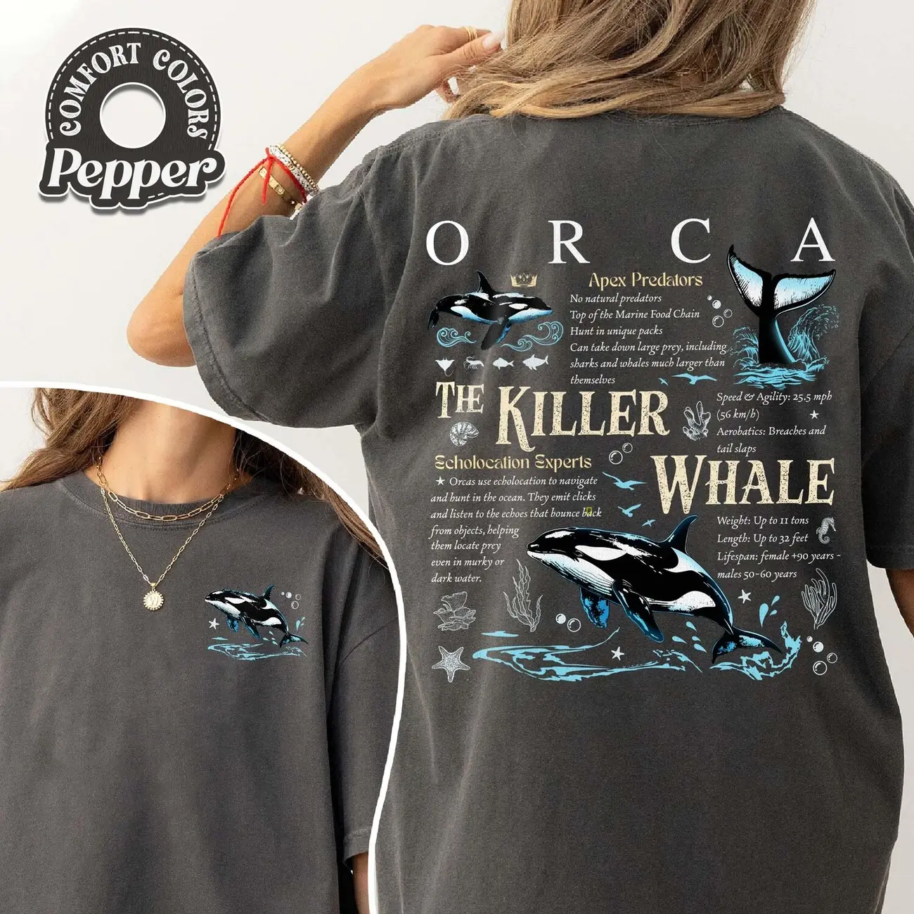 Orca Whale Comfort Colors Shirt, Just a Girl Who Loves Orcas Shirt, Killer Whale Shirt, Orca Gift, Whale Lover Gift, Save the Whales Tee Top Womenswear