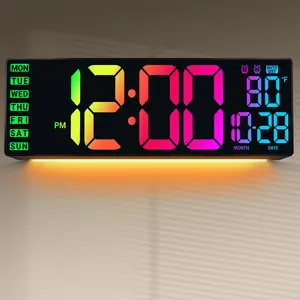 16.5" Large Digital Wall Clock with Colorful Display for Classroom Dorm Office Game Living Room House Warming Gift New Home Christmas Birthday Gift for Mom Dad Seniors Teen