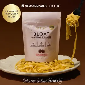 Arrae Bloat Gummies | Fast-Acting Bloating Relief Peach Lemon Gummies | Clinically Proven| 28 ct| Natural Healthcare Dietary Supplement Edible Fiber Bathroom Fitness Fitness