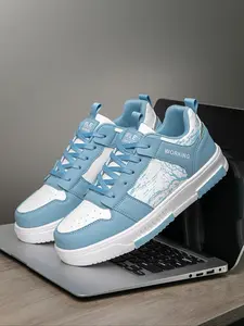 Men's Fashionable Colorblock Patchwork Lace Up Low Top Designer Sneakers, Casual Comfortable Breathable Runner Flat Sporty Running Shoes, Male Round Toe Shoes for Daily Wear