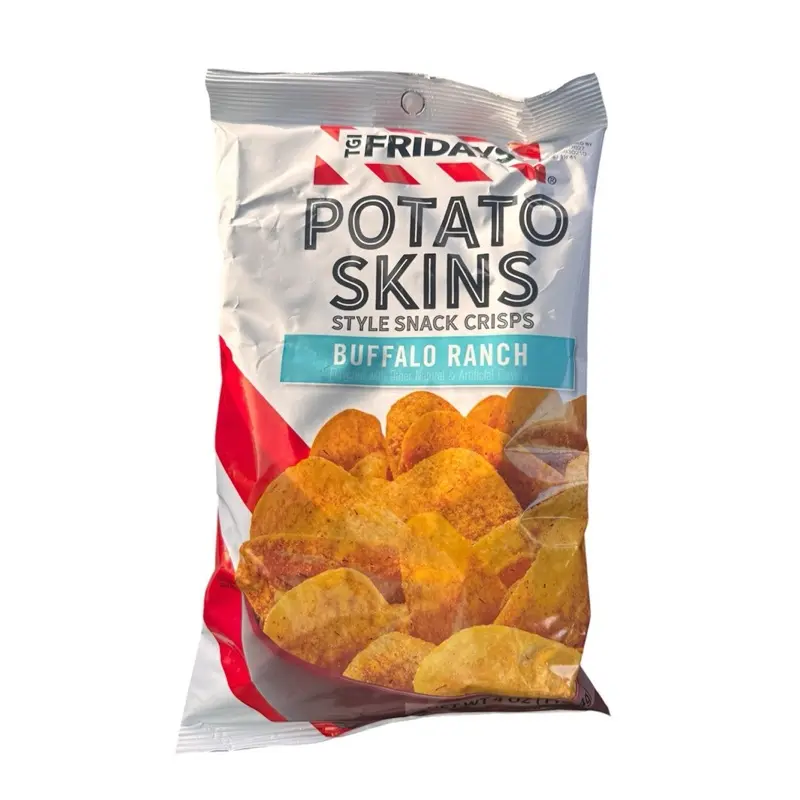 TGI Fridays Crispy Buffalo Ranch Potato Chips - 4 oz Single Bag Snack Foods, Crunchy Flavorful Room-Temp Snack