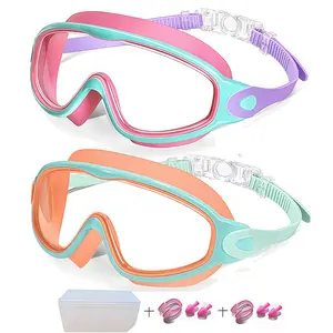 Swimming Goggles Set 2-Pack, Wide-View Anti-Fog UV-Protective Waterproof Goggles for Swimming, Leak-Proof Swim Glasses for Adults