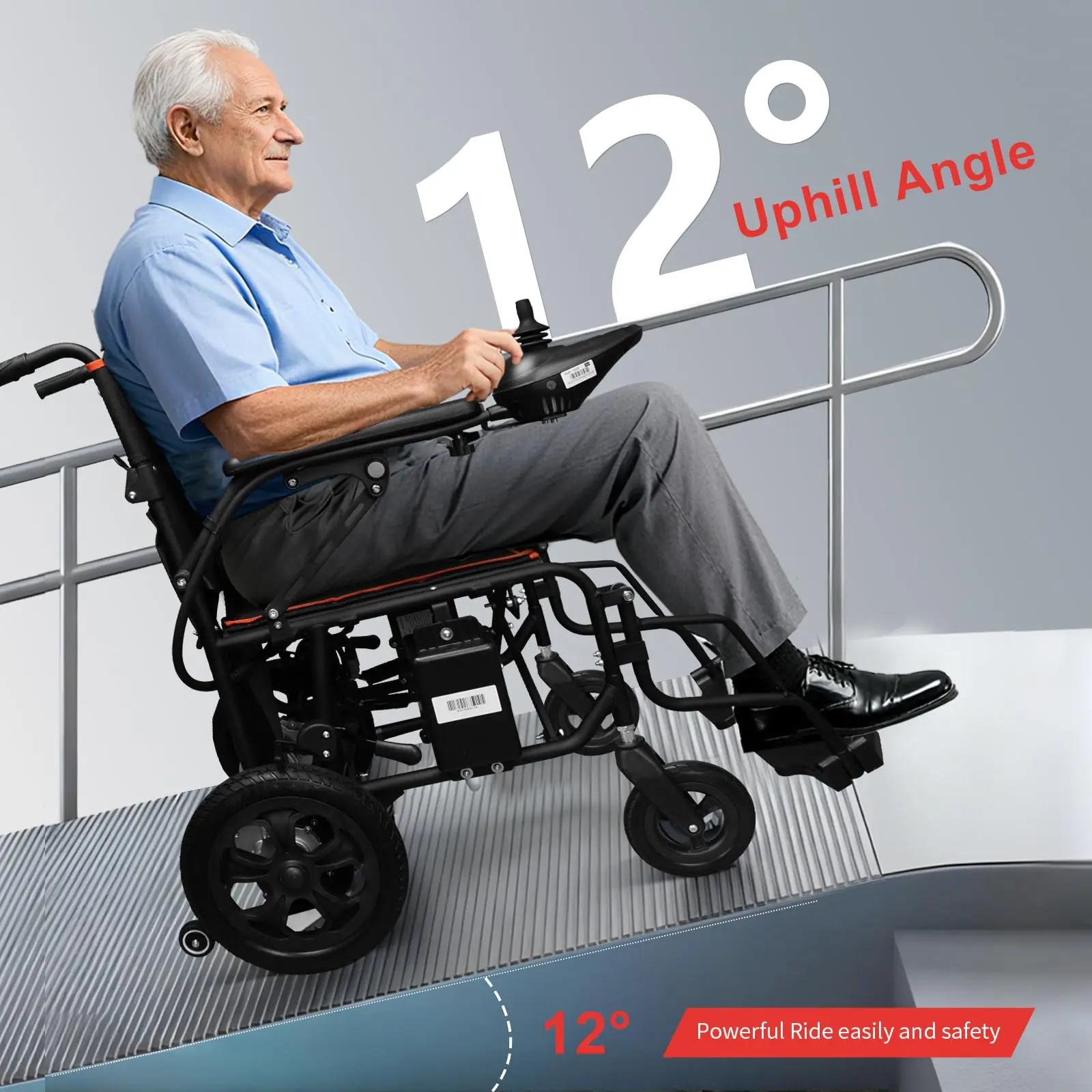 Ultralight Folding Electric Wheelchair Mobility Aid (42lb) - 24V 16AH Lithium Battery, 500W Motor, 300lb Load Cap., 15.5-mi Range, Intelligent Folding, 3-Hr Fast Charging, All-Terrain, Portable for Seniors (Sports & Outdoor Scooters Equipment)