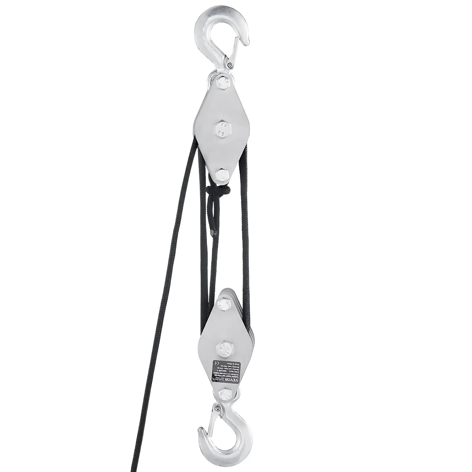 VEVOR 4400 lbs Breaking Strength 100 FT Rope Pulley Hoist, 5:1 Lifting Power Heavy Duty Pulley System with 2pcs Soft Loops, Metal Wheels Bearing Structure, Block and Tackle for Lifting Heavy ObjectsSummervibes