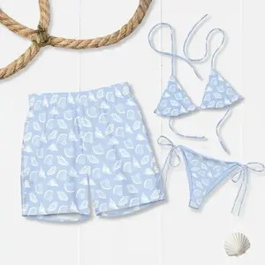 Matching Sea Shell Couples Swimsuit Set – His & Hers Honeymoon Beachwear Outfit, Summer Vacation Matching Swimwear