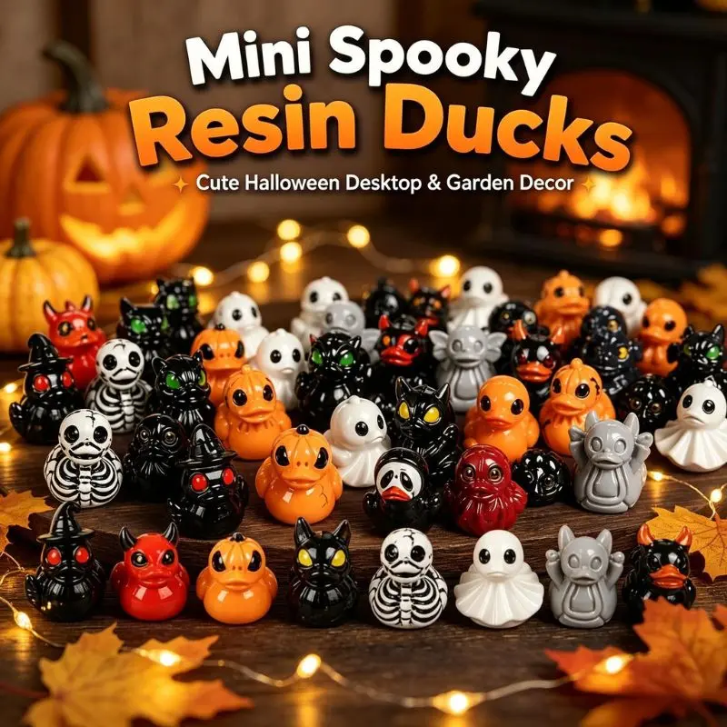 Mini Devil Ghost Skull Resin Ducks, Cute Spooky Desktop Decor, Creative Desktop Ornament, Mini Garden Ornament, Home Decor Ornament, Halloween Christmas Decoration, Party Gift, Decorative Piece, Decorative Ornaments