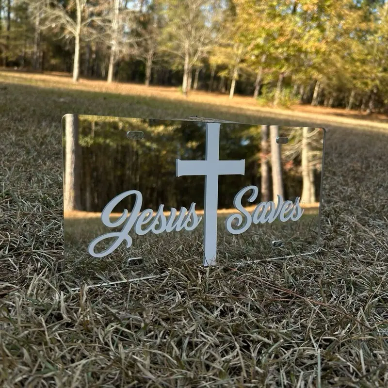 Jesus Saves Front License Plate - 12x6 Universal Fit with Cross Design for Easy Visibility - Multiple Variations Available
