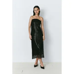Céleste Sequin Crochet Mesh Dress