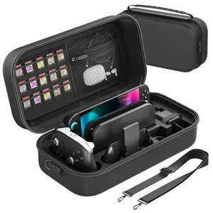 Case Compatible with Nintendo Switch 2 – Hard Portable Carrying Case with Handle for Switch 2 / Original / OLED (Holds 15 Game Cards) – Large Storage Case with Protection and Compartments for Switch Console, Joy-Con Grip, Adapter, and Accessories