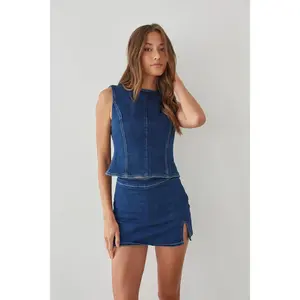 Maggie Denim Open Back Top