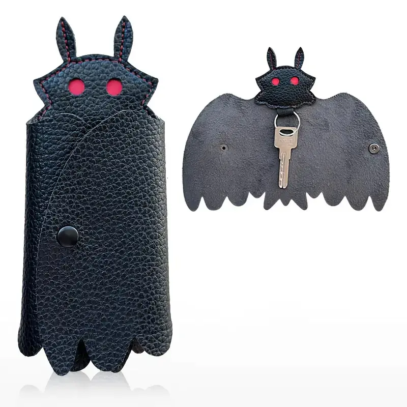 Gothic Mothman Handmade Keychain, Eye Monster Design Leather Car Key Case, Leather Key Holder, Key Covers For Car Keys, Car Key Chains, Unique Gothic Accessory, Perfect Gift for Horror Fans, Car Accessories