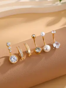 A 6-piece set of stylish and sexy zirconium belly button piercing jewelry. It's suitable for occasions like daily wear and vacations, and also makes a delightful and delicate small gift.