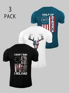 Men's American Flag Print Round Neck Graphic Tee, Regular Fit Casual Short Sleeve T-Shirt for Summer, Men's Top for Daily Wear, Athletic Apparel, Sports Casual Wear, Casual Sports Tops