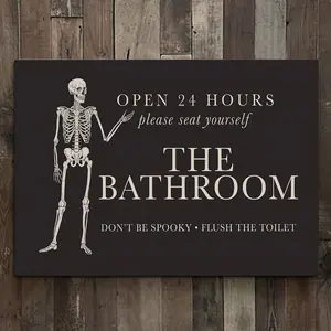2D 1 piece Canvas painting- Skeleton, bathroom, Halloween room decor-wall decor-bathroom decor and accessories-home decor-home decor and accessories-bathroom decor-Artistic abstract posters and prints for living room decoration