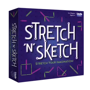 Uzzle Games Stretch N Sketch – Fast Creative Drawing & Guessing Board Game for Kids & Family | Ages 6+ | 15–20 Min Rubber Band Sketch Game