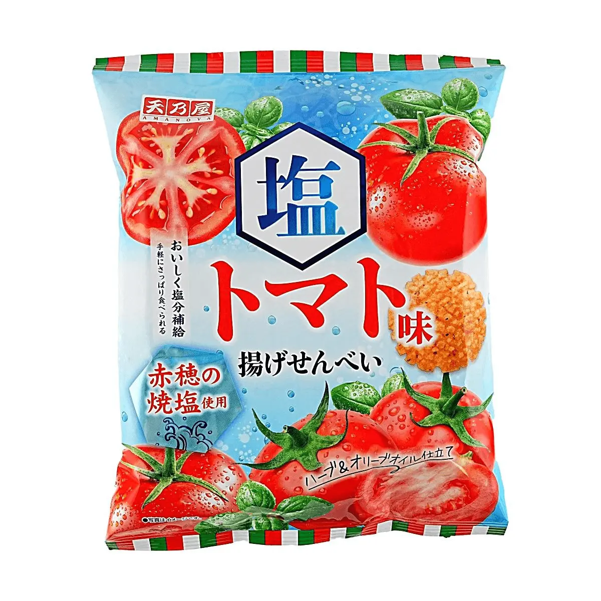 AMANOYA Japanese Rice Crackers - Salty Tomato Flavor, Crispy Senbei Snacks (52g)