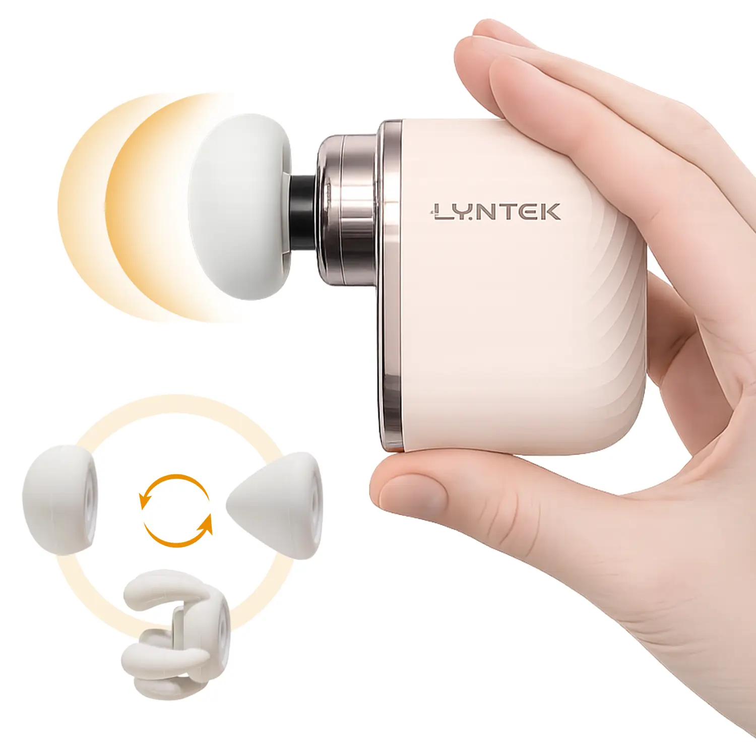 Lyntek Compact Mini Massage Gun - Lightweight Vibratory Relaxation Aid, Adjustable Precision Brushless Cordless Battery-Operated Device, 5 Speed Settings, 3 Replaceable Heads for Daily Home, Gym Portable Pain Relief
