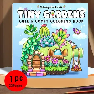 Tiny Gardens Cute Coloring Book, 120gsm Thick Paper No Bleed, 22 Garden Pages, Odorless Glue Binding, Easy to Color for Kids & Adults, Stress Relief Art Therapy #ColoringBook #AdultColoring #CuteColoring #GardenColoring #ColorWithMe