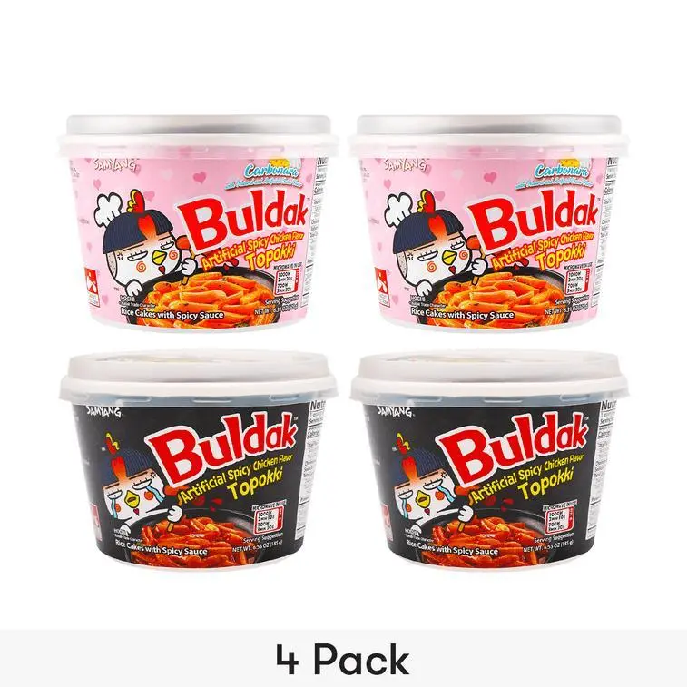 SAMYANG Korean Buldak Carbonara Tteokbokki Spicy Chicken & Cheese Flavor 6.31oz/pack  Instant Rice Cakes Soft Chewy Rice Cake with Creamy Hot Chicken Ramen Sauce Perfect for Spicy Lovers -Multiple sizes available