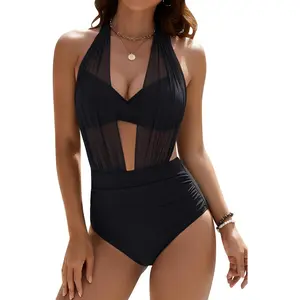 High Waisted Bikini Sets for Women Tummy Control Swimsuits 2 Piece Sexy Modest Mesh Bathing Suit 2026 # one-piece swimsuit woman sporty july top sea fancy trendy lady beach wear style halter neck triangle summer plaid bottom fashionable two-piece set swim