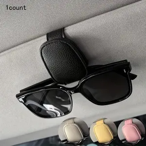 Leather Car Glasses Clip for Sun Visor, Magnetic Eyeglasses Holder for Car, Universal Sunglasses Mount with Soft Fleece Lining, Non-Slip Sun Visor Organizers for Men Women, Black (1 Pack)