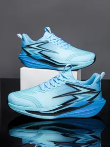 Women's Blue-Black Color-Block Thick-Soled Running Shoes, Athletic Running Trainers, Height-Increasing & Leg-Lengthening, Ultra-Light Rebound, Anti-Slip & Wear-Resistant, Daily Sports Casual Shoes