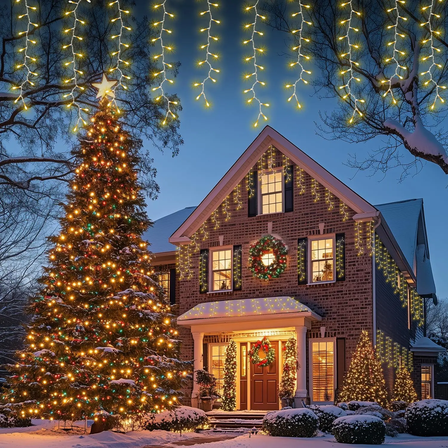 26 FT 320 LED Christmas Icicle Lights, Twinkle Icicle String Lights | Icicle Lights for Outside 13 Modes Timer & Memory Function Waterproof Christmas Light for Indoor Outdoor Wedding Party Decor