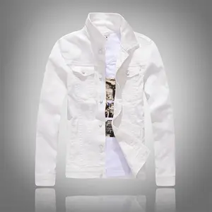 Autumn New Korean Style Denim Jacket Trendy Men's Slim-Fit Long-Sleeved Denim Coat Men White Washed Denim Jacket
