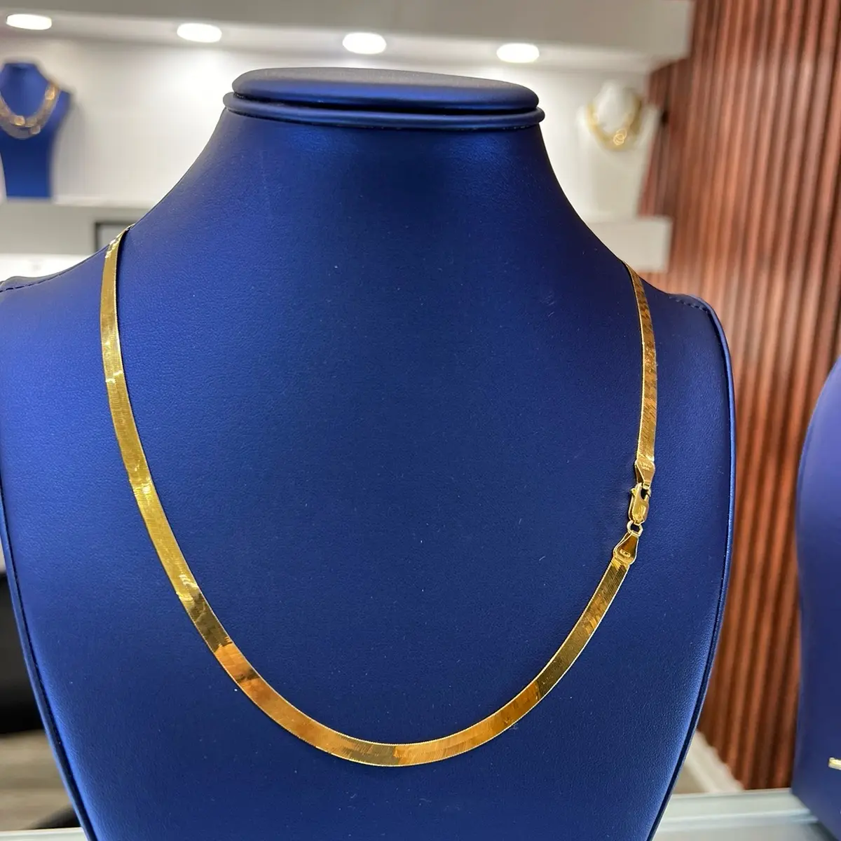 14k Fancy Link Herringbone Necklace - 20 Inch