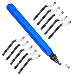Deburring Tool Kit with 10 Replacement Blades, 1 Set 360° Rotation Manual Deburring Tool, Hand Deburring Craft Trimming Knife for 3D Printing