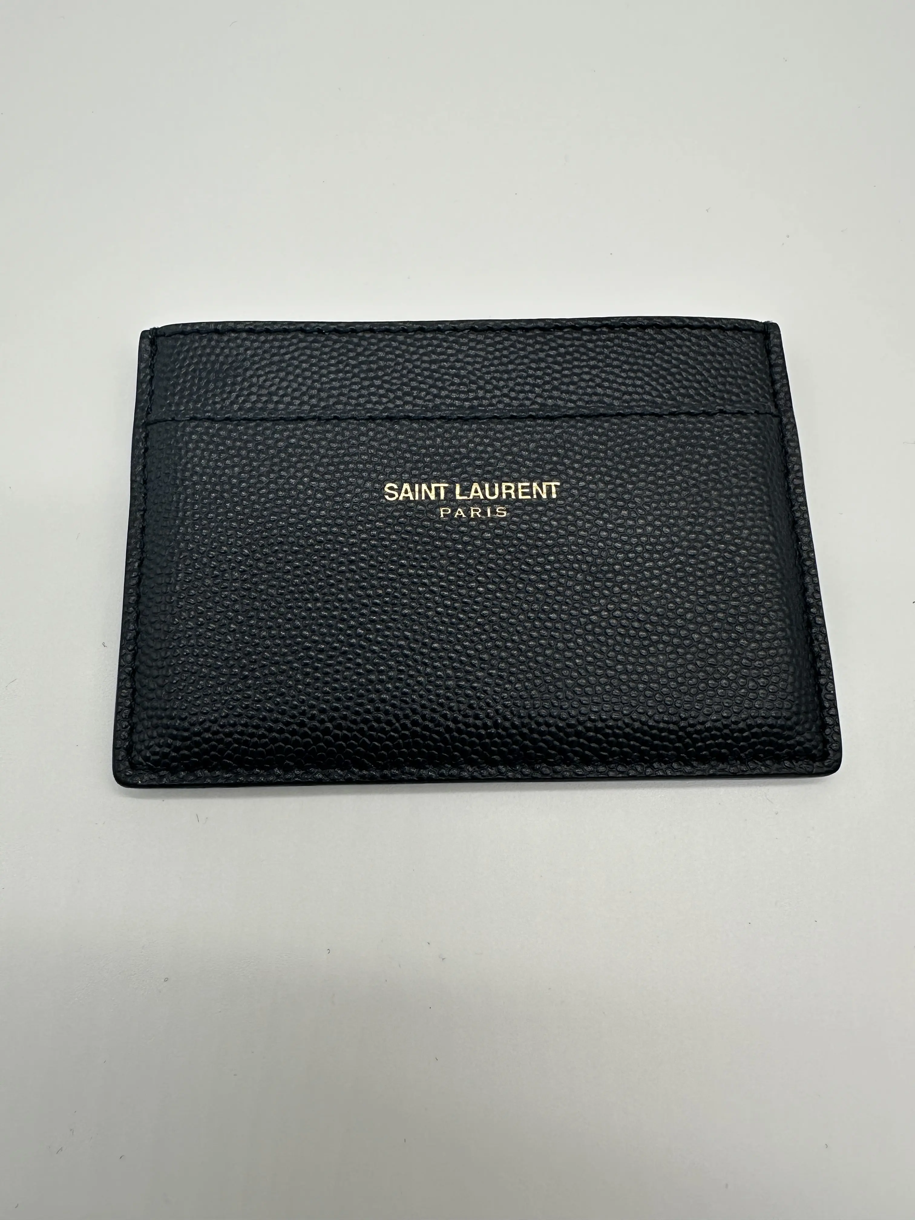 Pre-owned Yves Saint Laurent Leather Small Leather Goods Saint Laurent Textured Card Holder in Deep Navy
